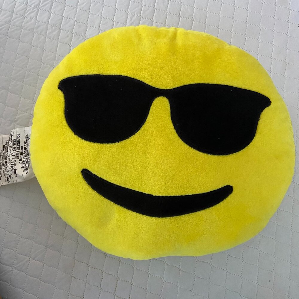 Sunglasses Smile emoji pillow 12.6 inches wide
